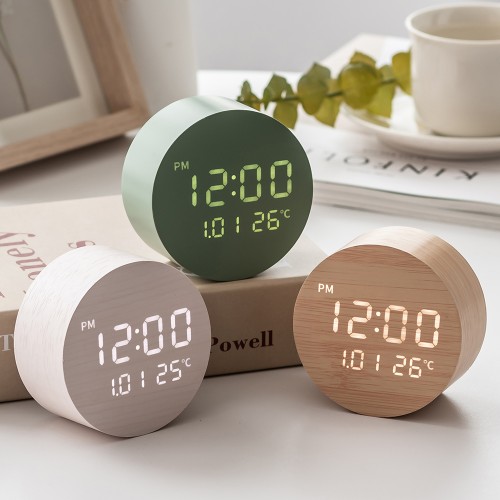 문폴 우드인테리어 LED탁상시계 i100