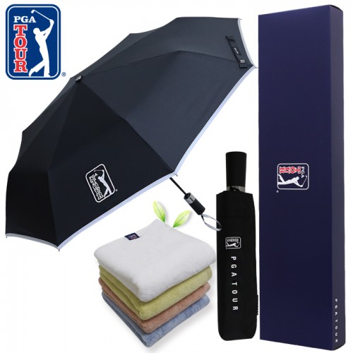 PGA 3단완전자동 리플렉티브 안전우산+180g모달 면사타올세트