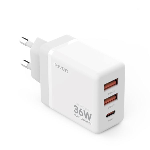 상품 이미지: 아이리버 36W 3포트 멀티 가정용충전기(AtoC케이블포함)  IHA-H36AC 