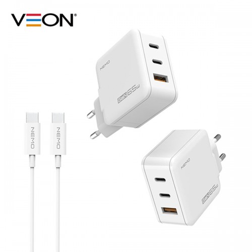 베온 네모 슬림 3포트 초고속 가정용충전기 GaN PD65W PPS