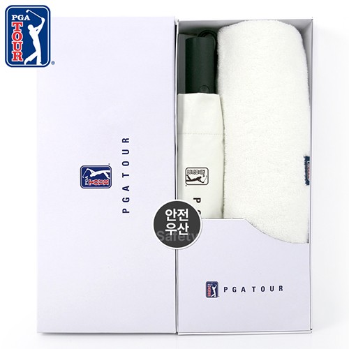 PGA 3단완전자동 암막 세이프티 우양산+260g코마사타올세트