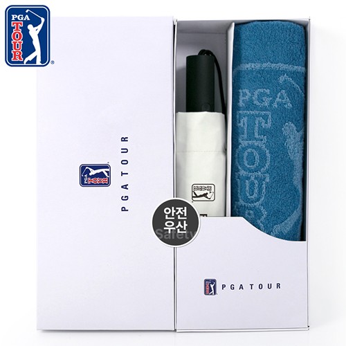PGA 3단완전자동 암막 세이프티 우양산+170g죽사타올세트