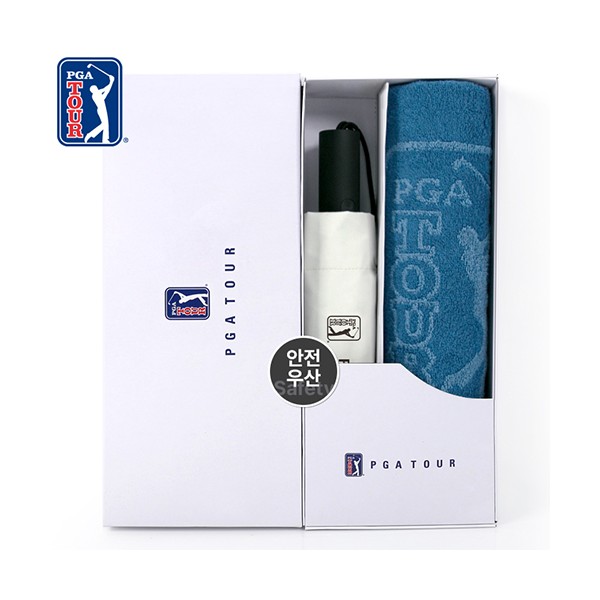 상품 이미지: PGA 3단완전자동 암막 세이프티 우양산+170g죽사타올세트