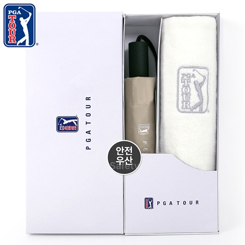 PGA 3단완전자동 암막 세이프티 우양산+170g면사타올세트