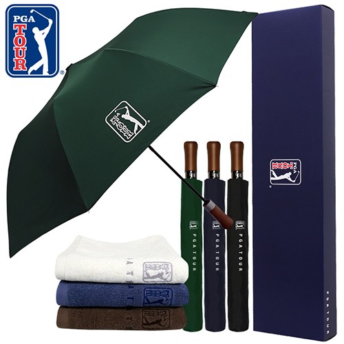 PGA 2단자동 빈티지우드+150g 면사타올세트