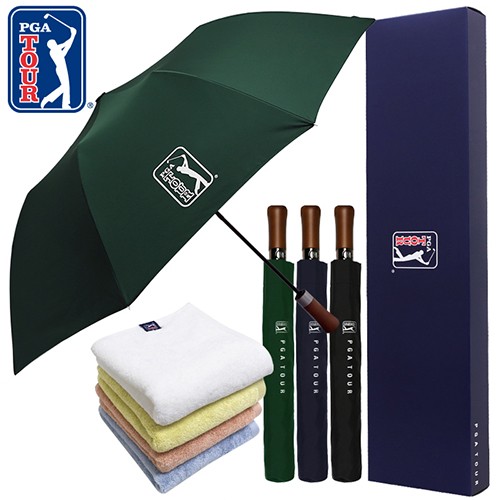 PGA 2단자동 빈티지우드+180g 모달 면사타올세트