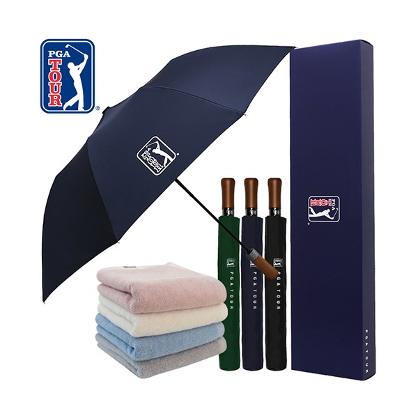 상품 이미지: PGA 2단자동 빈티지우드+200g 코마사 면사타올세트