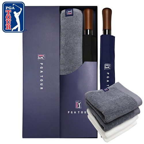 PGA 2단자동 빈티지우드+260g 코마사 면사타올세트