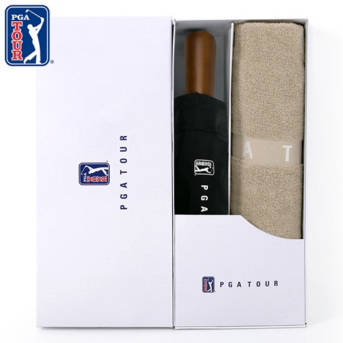PGA 3단완전자동 빈티지우드+130g 면사타올세트