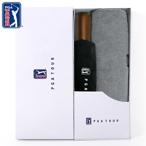 PGA 3단완전자동 빈티지우드+260g 코마사 면사타올세트