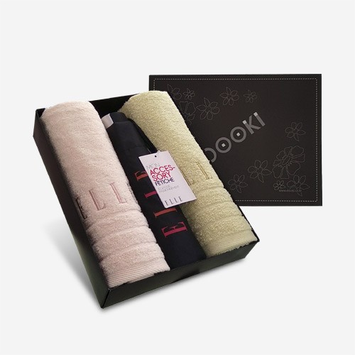 엘르 베이직타올2매+엘르 네츄럴 3단우산세트