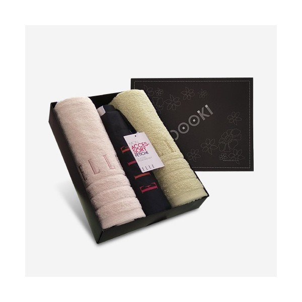 상품 이미지: 엘르 베이직타올2매+엘르 네츄럴 3단우산세트