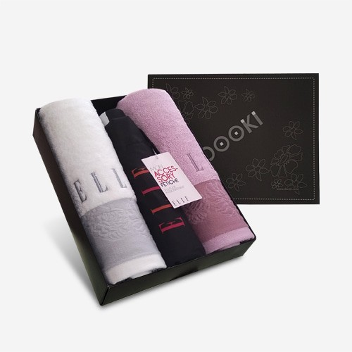 엘르 로즈타올2매+엘르 네츄럴 3단우산세트