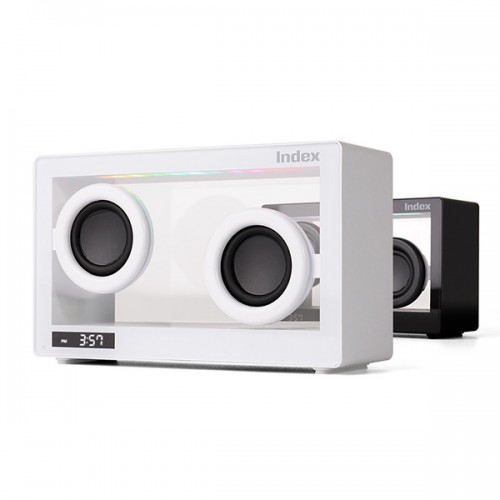 INDEX 투명 블루투스스피커 무드램프 알람시계(충전식)