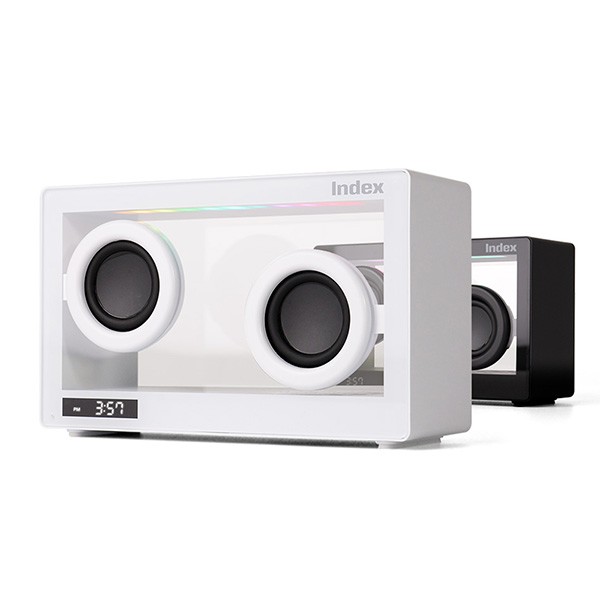 상품 이미지: INDEX 투명 블루투스스피커 무드램프 알람시계(충전식)