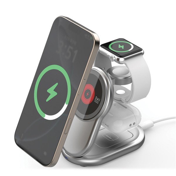 상품 이미지: 케미 3in1 폴딩 맥세이프거치대 무선충전기(워치전기종가능) HIWS-MSC10