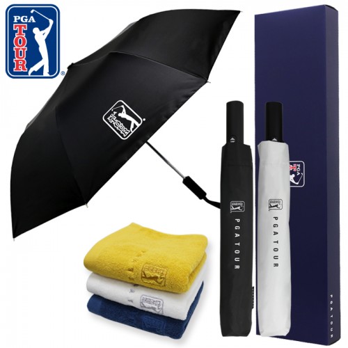 PGA 2단완전자동 암막 우양산+170g 면사타올세트