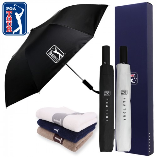 PGA 2단완전자동 암막 우양산+130g 면사타올세트
