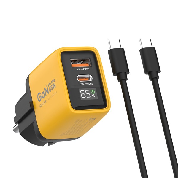 상품 이미지: 아이리버 65W 2포트 PPS GaN LCD 디스플레이 초고속 가정용충전기(CtoC케이블포함)