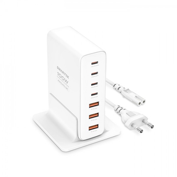 상품 이미지: 스마텍 7포트 USB PD PPS 100W 초고속충전 멀티충전기 STQC-7Port200W