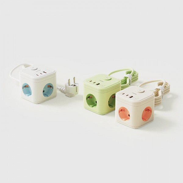 상품 이미지: 무아스 마카롱 3구 USB 고용량 큐브멀티탭