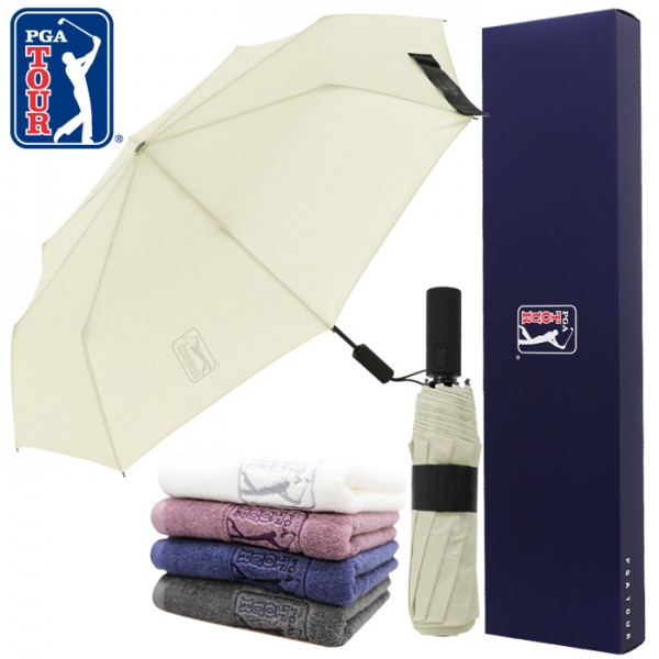 상품 이미지: PGA 친환경그린 3단60완전자동우산+190g호텔타올세트