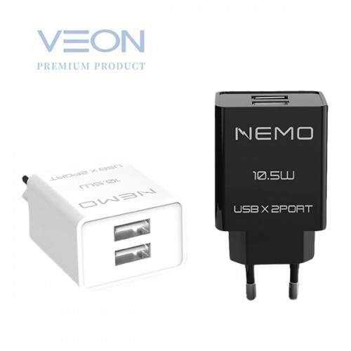 베온 네모 USB2포트 가정용충전기 2.1A(C타입/케이블포함)