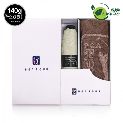 PGA 친환경그린 3단수동 경량스키니+170g죽사타올세트