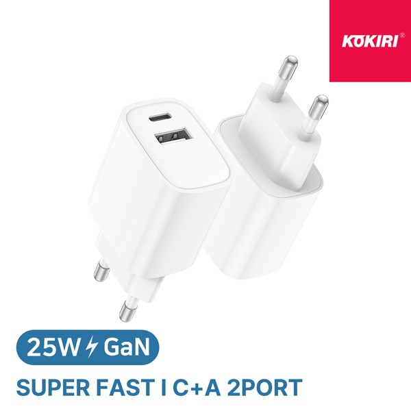 상품 이미지: 코끼리 KWC-S25P1C1A GaN 25W C타입 2포트 초고속충전기(CtoC케이블&미포함)