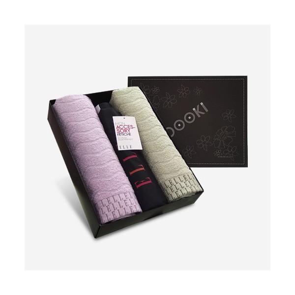 상품 이미지: 엘르 물결타올2매+엘르 네츄럴 3단우산세트