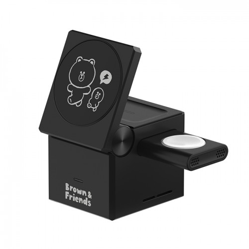 라인프렌즈 브라운 3in1 맥세이프 무선충전기